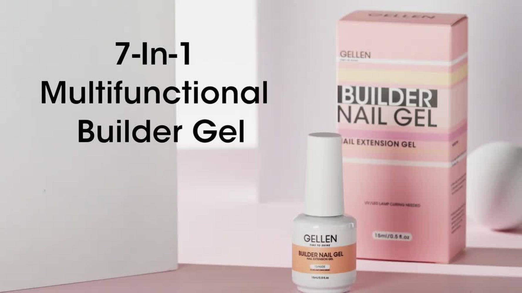 Gellen Builder for Nail Gel, 7-In-1 Clear Gel Builder for Nail Thickening 2pcs, LED for Nail Lamp Cured Hard Gel for Nail Strengthener Extension Gel Base Rhinestone for Nail Glue Gel Soak Off Gel Builder Base for Nail Art, 15Ml 0.51Fl Oz