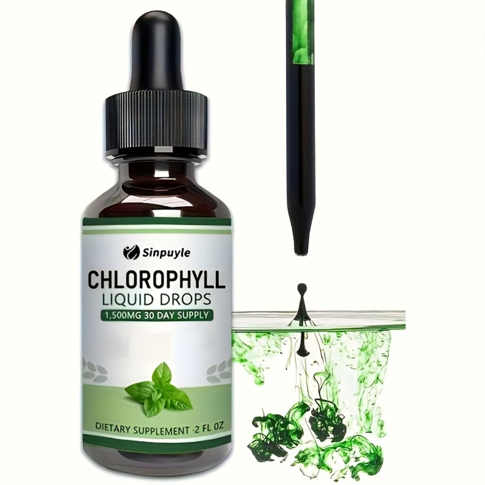 Chlorophyll Liquid Drops - Immune Support, Internal Deodorizer & Skin Health Supplement, 4 Month Supply, Natural Mint Flavor