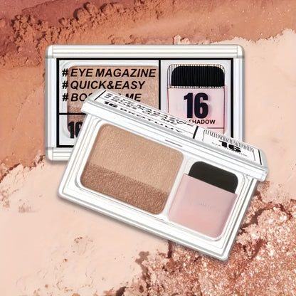 Eyeshadow Palette Set 3-Piece Duo 2-Color Matte Shimmer Smudge-Proof Long-Lasting Blendable Eye Makeup with Applicator Brush for Daily Party Glam Looks