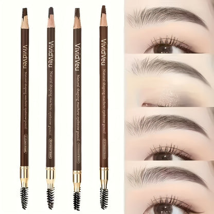 Waterproof Eyebrow Pencil 4 Pack with Eyeliner – Smudge Proof Long Lasting Dual-Ended Brow Pen with Spoolie Brush, Microblading Effect for All Skin Types, Perfect Gift Set