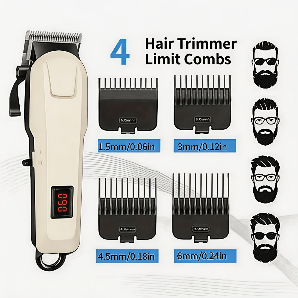 Golden Hair Clipper Professional Set, Men's Hairdresser Set, USB Charging, Large-capacity Battery Life, LCD Display Power, Business Travel Essential, Perfect Gift for Dad, Son, Brother and Friends