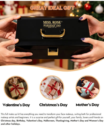 Makeup Kit for Women 58 Colors All-in-One Professional Set with Mirror - Eyeshadow Compact Powder Blusher Lipstick Eyeliner Mascara Eyebrow Pencil Glitter Gel Complete Makeup Gift Set for Girls