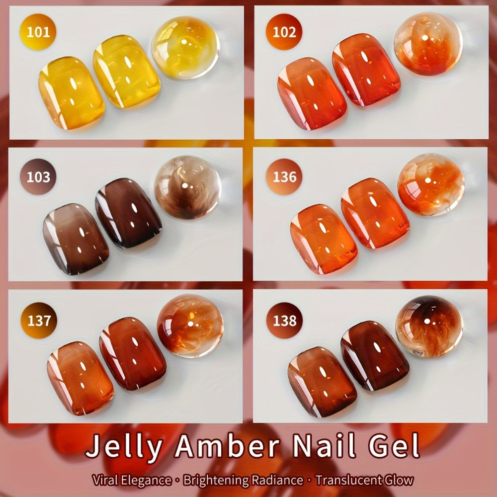 Amber Nail Trend 2025 Holographic Nail Art 6pcs/Set 0.51oz Magnetic Nail Gel Soak LED Gel Salon Women's Nail Art Tools Fashion Nail Gel