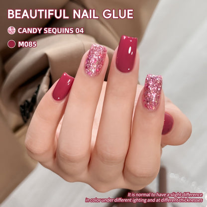 Gel Nail Polish Set Candy Glitter Nude Pink Sparkling Semi Permanent Soak Off UV LED Nail Art Varnish Manicure Kit 2pcs