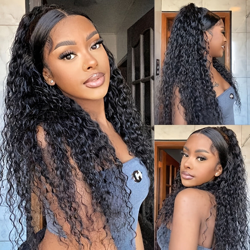 13x4 Lace Front Wig Synthetic Loose Curly Wave Glueless Pre Plucked Heat Resistant for Women Natural Hairline Daily Party 22 24 32 34 Inch Color 1B