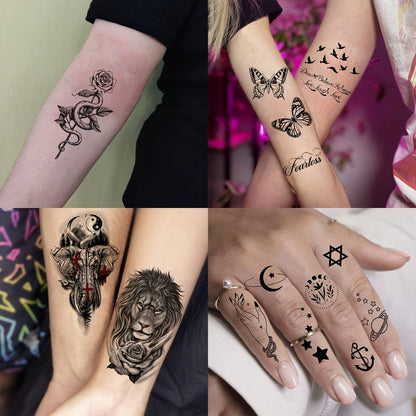 Temporary Tattoos Religious Christian 68 Sheets | God Jesus Christ Faith Prayer Peace Tribal Lion Eye Quotes | Bulk Fake Tattoo Stickers for Men Women Adults | Half Arm Sleeve Body Art Set