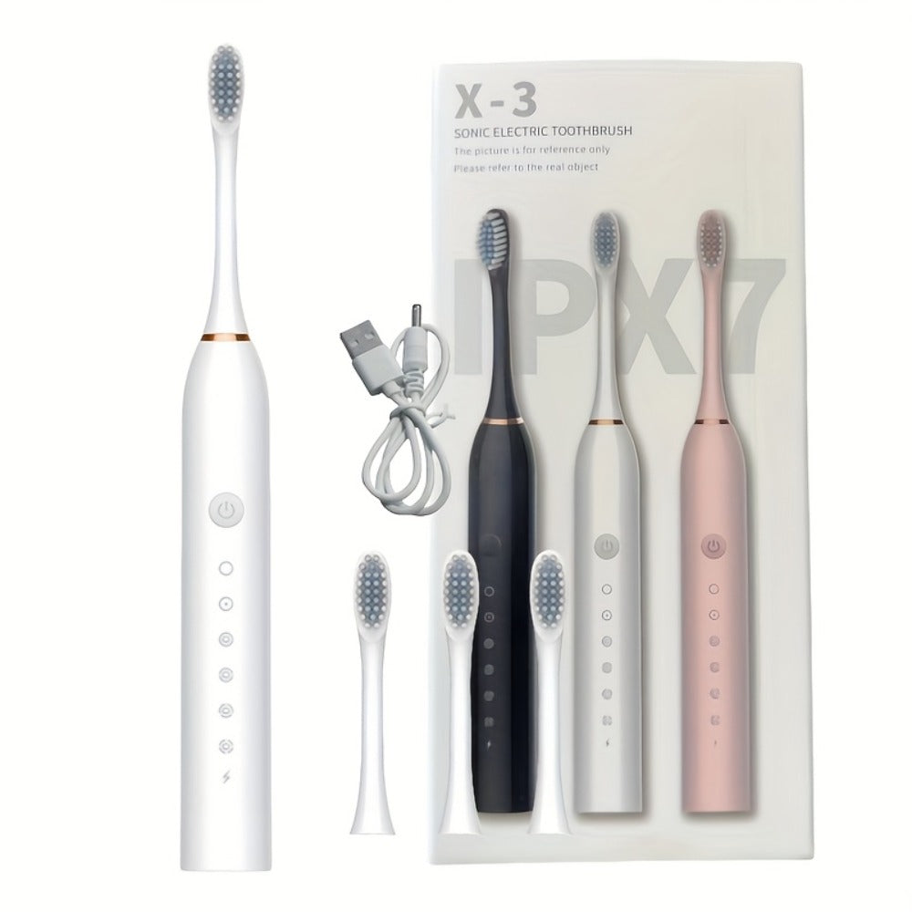 Sonic Electric Toothbrush 6 Modes Smart Timer USB Rechargeable - Soft Bristles for Sensitive Gums - Whitening Oral Care Toothbrush for Men & Women (Black/White/Pink)