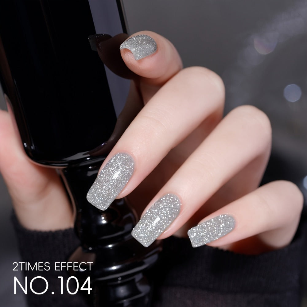 XEIJAYI Golden-Plated Bottle Silvery-Red Shattered Flash --- Nail Gel Silvery-Red Shattered Super Bright Explosive Shattered Sparkling Gel Nail Polish, Long-Lasting High Saturation Firm Gel Suitable for Salon Manicure Women'S Christmas Gift