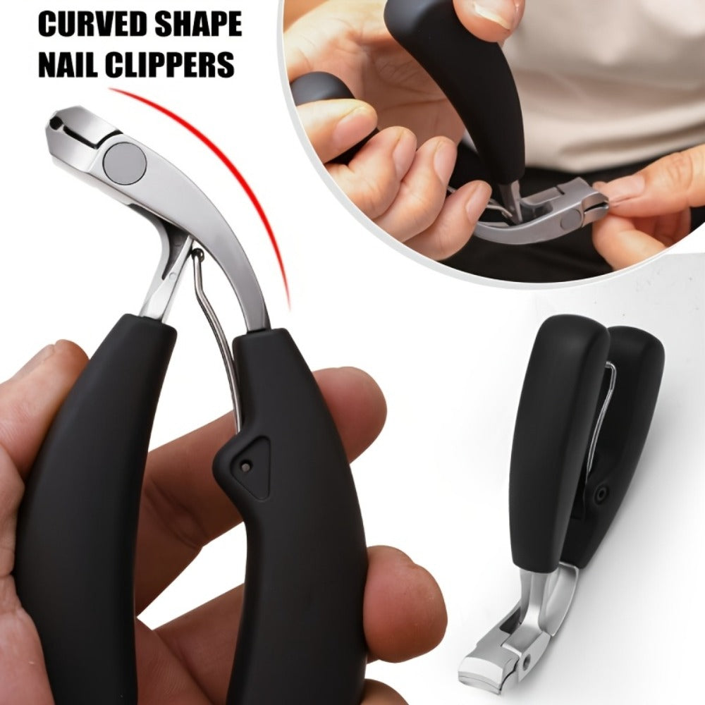 2pcs Modern Stainless Steel Nail Clippers with Concave Blades, Heavy Duty Nail Clippers with Curved Design, Large Opening for Thick Nails, Elderly Friendly, No Splash, Precision Trimming Of Men's Toenails, Long Handle with Angled Curved Blades