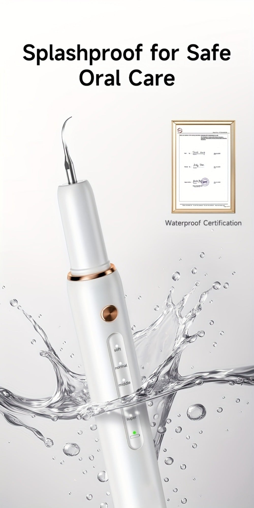 Rechargeable Tooth Cleaner with 5 Speed Modes, IPX6 Splash-Resistant, USB Charging, Mirror And 2 Interchangeable Tips, Tartar Cleaner for Clearing Gaps, Dental Cleaner with LED Light, Dental Cleaner for Stains And Tartar Removal