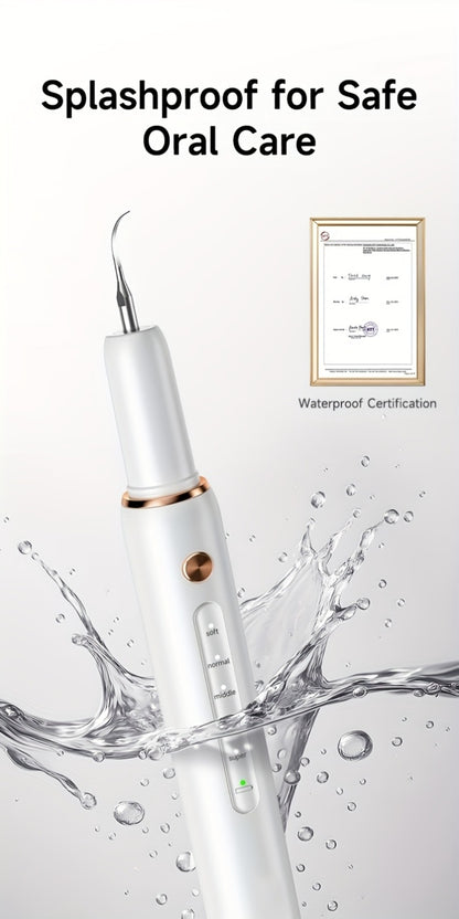 Electric Tooth Cleaner 5-Speed Ultrasonic Tartar Remover USB Rechargeable IPX6 Waterproof Dental Scaler with LED Light Mirror 2 Tips Plaque Stain Removal Tool for Home Oral Care