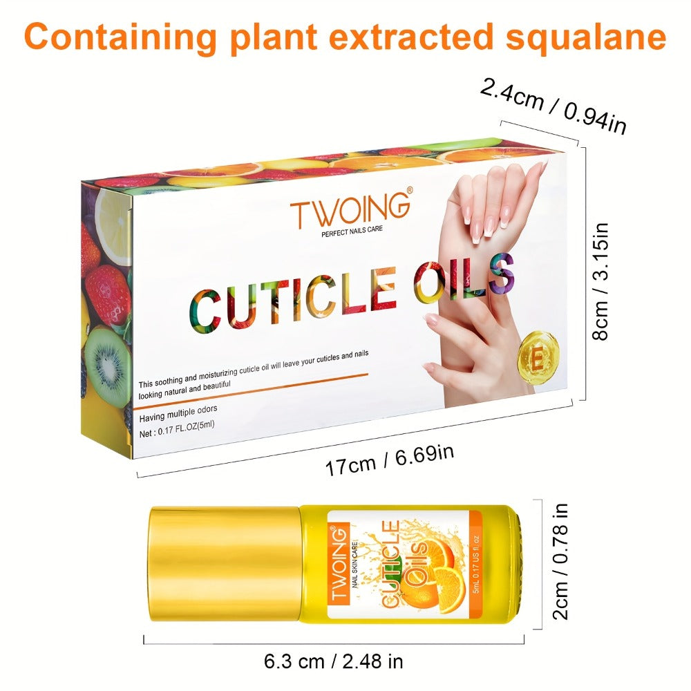 6-Flavor Cuticle Oil Suitable for Nail with Jojoba Oil, Grape Seed Oil & Vitamin E - Paraben-Free Plant-Based Formula for Dry, Damaged Nails, Cuticles, Nail Caps, Edges - Daily Nail Care for, Broken or Thinning Nails