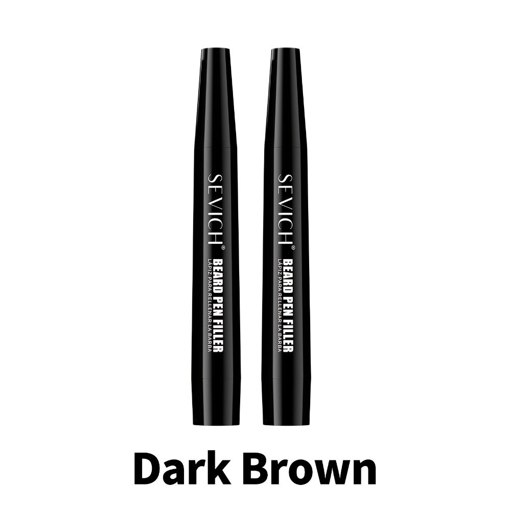 Beard Pen Kit with Hair Brush - Waterproof Long-Lasting Beard Pencil Filler for Fuller Beard | Men's Grooming Tool | Black & Dark Brown | 1pc or 2pcs