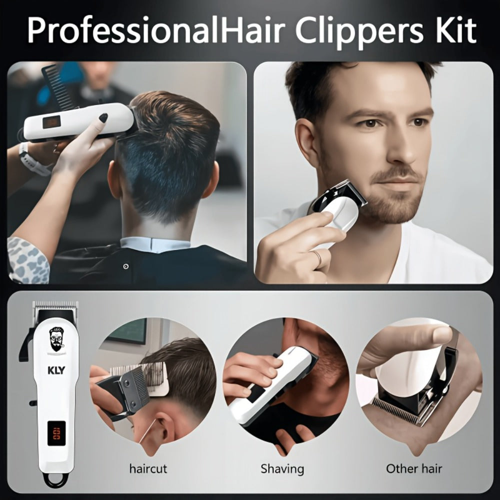 Golden Hair Clipper Professional Set, Men's Hairdresser Set, USB Charging, Large-capacity Battery Life, LCD Display Power, Business Travel Essential, Perfect Gift for Dad, Son, Brother and Friends