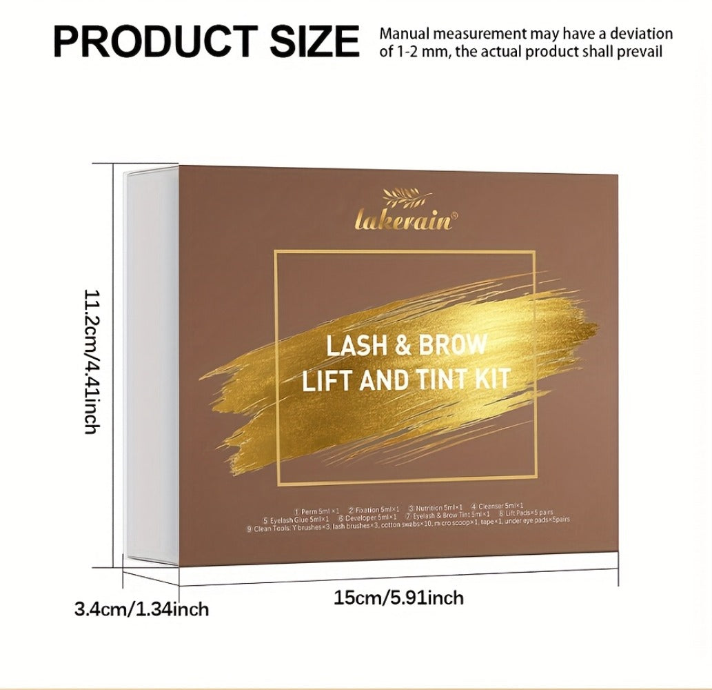 Lash and Brow Lift Tint Kit Brow Lamination Eyelash Perm Set - Long-Lasting Fuller-Looking Lashes & Brows Salon or Home Use Easy DIY Tint Dye Kit Black Brown