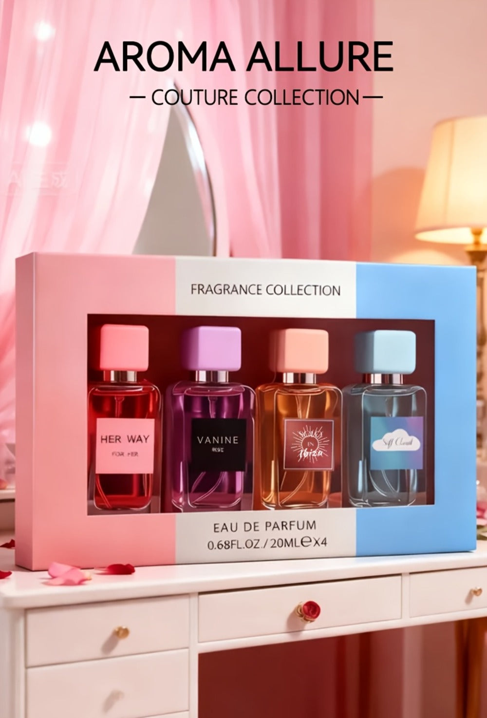 Women's Perfume Gift Set 4pcs EDP Long-Lasting Floral Fragrance Spray for Dating Parties Special Occasions 4 Scents 0.68oz Each Holiday Gift for Her