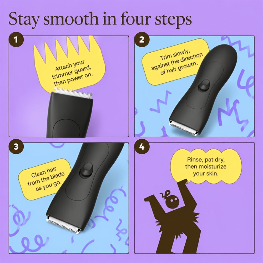 Professional Body Hair Trimmer, IPX6 Waterproof, Men's Body Hair Trimmer, Electric Shaver, Electric Groin Trimmer, Easily Handles Underarm and Chest Hair, Replaceable Ceramic Blade Men's Grooming Shaver Trimmer, Full Body Grooming, Birthday