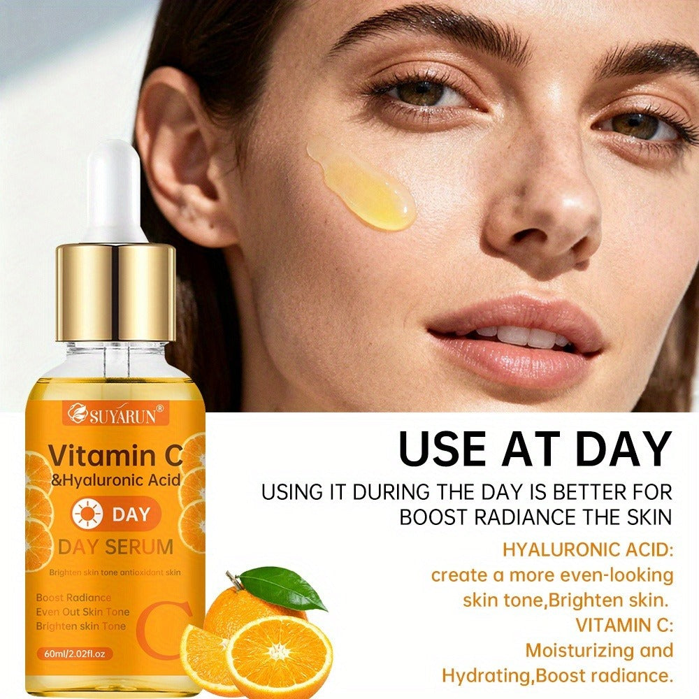 SUYARUN 4pcs Day And Night Vitamin C Retinol Hyaluronic Acid Cherry Blossom Ceramide Serum Set, with Collagen Aloe And Niacinamide, Brightens Light Beige, Firms Skin, Deeply Hydrates And Evens Light Beige. Unisex. Nourishing And Moisturizing