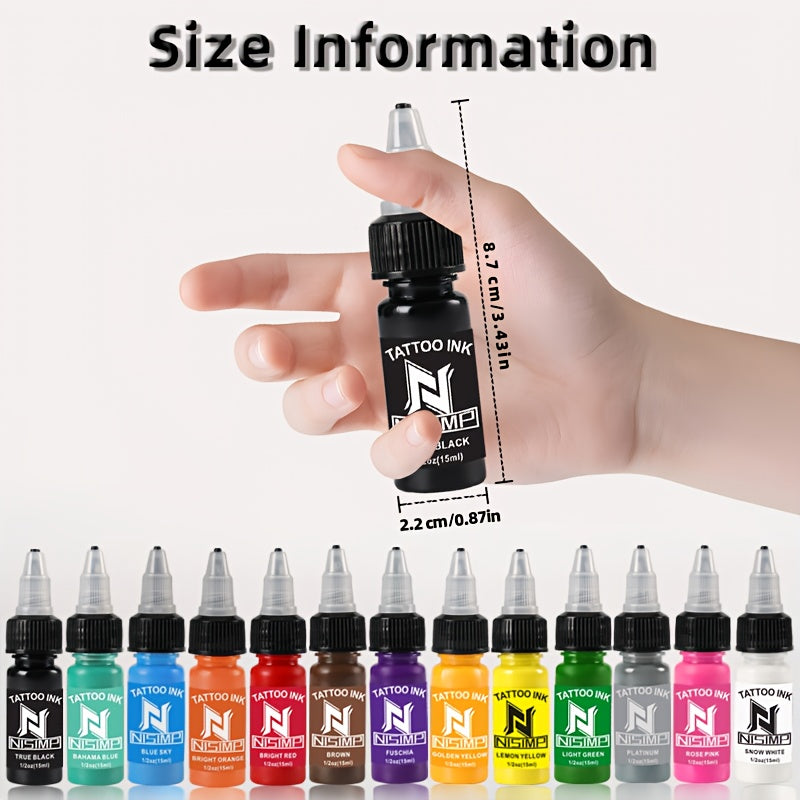 Tattoo Ink Set Professional Pre-Dispersed NISIMP 7 & 14 Colors Vibrant Pigment Density Skin-Friendly Tattoo Ink for Outlining Shading Body Painting Beginners Hobbyists & Expert Tattoo Artists