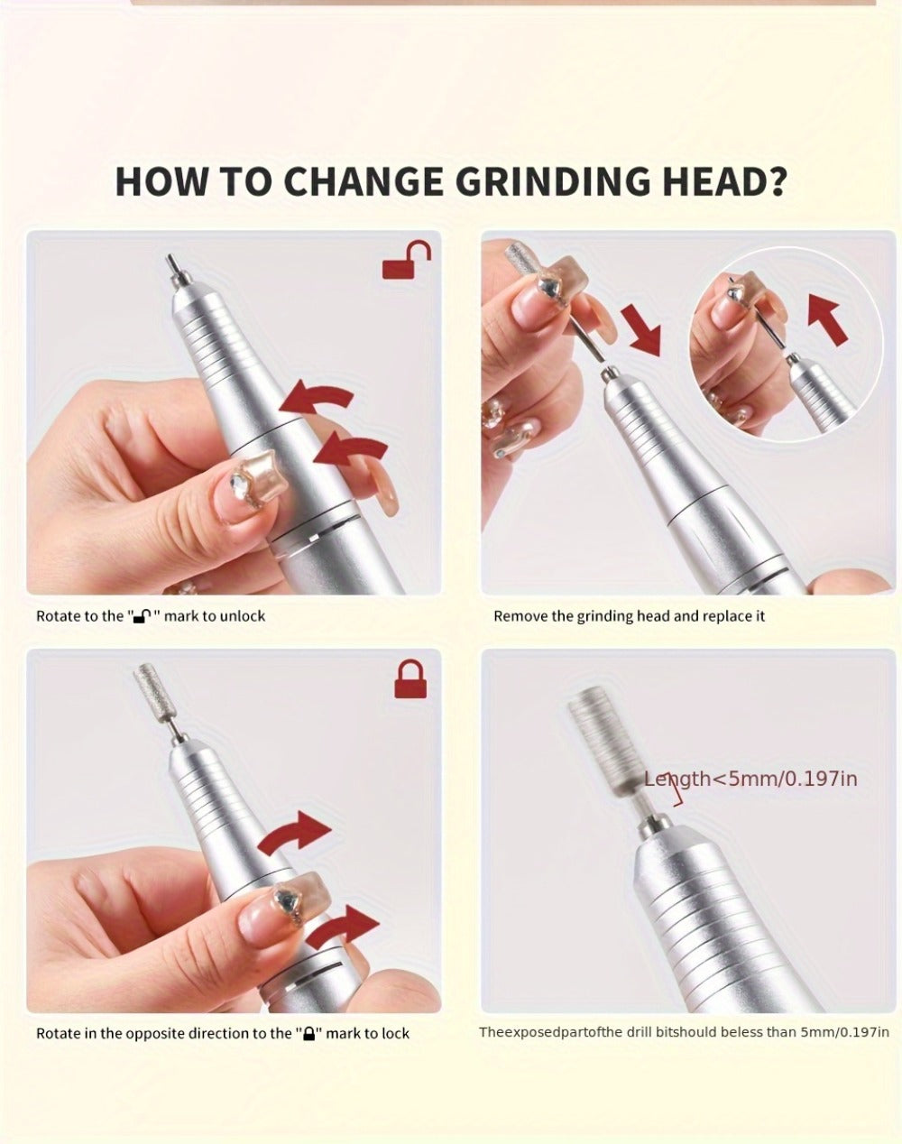 45000RPM Portable Electric Nail Drill Machine with LCD Display Nails Sander for Acrylic Gel Polish Rechargeable Nail Tool