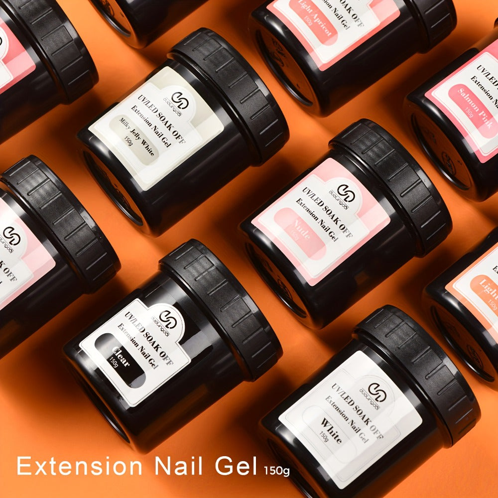 Builder Gel Nail Kit 150g - LED Nail Extension Gel for Apex Strengthening & Nail Art, Clear White Pink Nude Shades, Professional Manicure Set for Salon & Home DIY Use