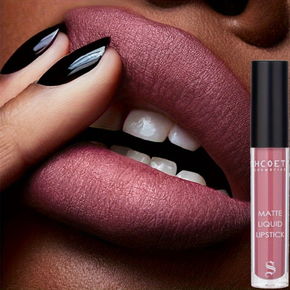 Matte Lip Glaze Set of 3 — Long-Lasting Waterproof Velvet Lip Mud in Brown, Pink & Red, Non-Stick Non-Greasy Formula, Cute Bear Packaging, Perfect for Daily Wear, Party & Festival Makeup
