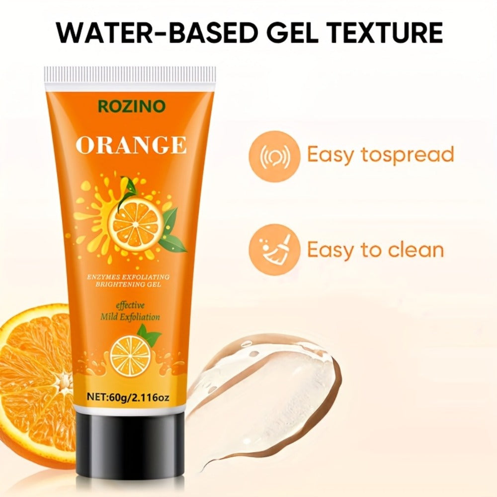 60g Orange Enzyme Cleansing Gel - Gentle Exfoliating & Moisturizing Gel with Aloe Vera, Hyaluronic Acid & Vitamin C - Deep Pore Cleansing for Body, Face
