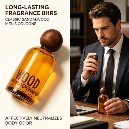 Sandalwood Cologne for Men Wooden Bottle Perfume Spray - Long Lasting Luxury Woody Fragrance, Professional Perfumer Blend for Party Business Dating Everyday Wear, Gift for Him
