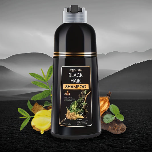 16.91oz 3-in-1 Black Shampoo, Beard Color & Cleanser. Natural Herbal Ingredients, Gentle And Moisturizing Texture. Long-lasting, Fast Hair Dye. Suitable for All Hair Types, Men & Women. The Ideal Gift for Dad On Father's Day