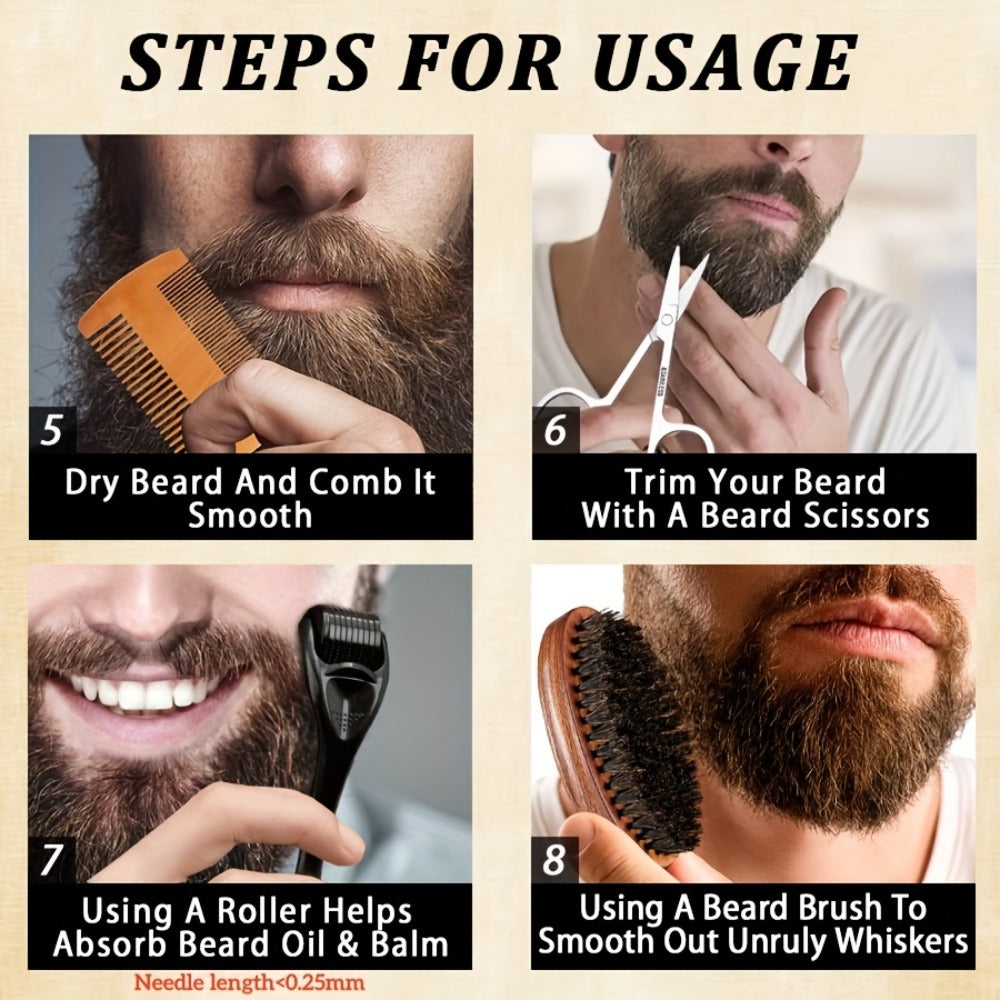 4pcs Beard Care Kit, 4pcs Beard Pen Kit, 9pcs Beard Care Kit Needle Length<0.25Mm. Beard Care Bundle for Men. Beard Trimmer Set with 2 Beard Oil -Balm -Conditioner - Wash -Brush - Comb - Clippers & Travel Pouch. for Birthdays Fathers Day Gift for Me