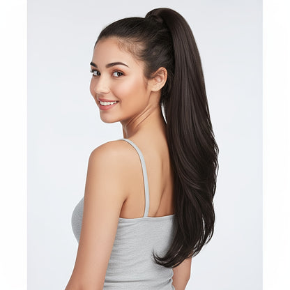 Drawstring Ponytail Extension for Women Synthetic Clip In Wrap Around Pony Tail Long Wavy Layered 26 Inch Blonde Brown Ash Brown Highlighted Multi Color No Glue No Heat