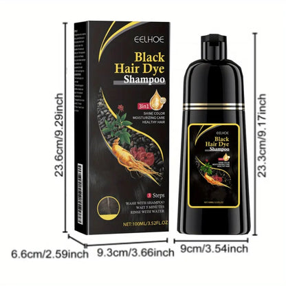 Gray Hair Color Shampoo 6PCS 3-in-1 Darkening Formula - Natural Gray Coverage Shampoo Conditioner & Color Restorer for Black & Brown Hair No Ammonia for Men & Women 3.38oz per Bottle