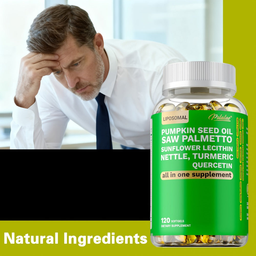 Saw Palmetto - with Pumpkin Seed Oil, Pygeum And Quercetin, Support Heart, Skin, Hair, Urinary, Bladder And, Supports Male Health - 120pcs
