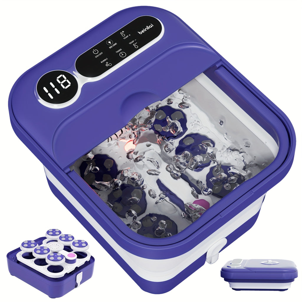 Collapsible Foot Spa And Massager With Heater And Temperature Control, Foot Bath Bowl With Bubbles, Six Massage Rollers, Vibration And Red Light, Foot Soak. Best Mothers Day Gifts