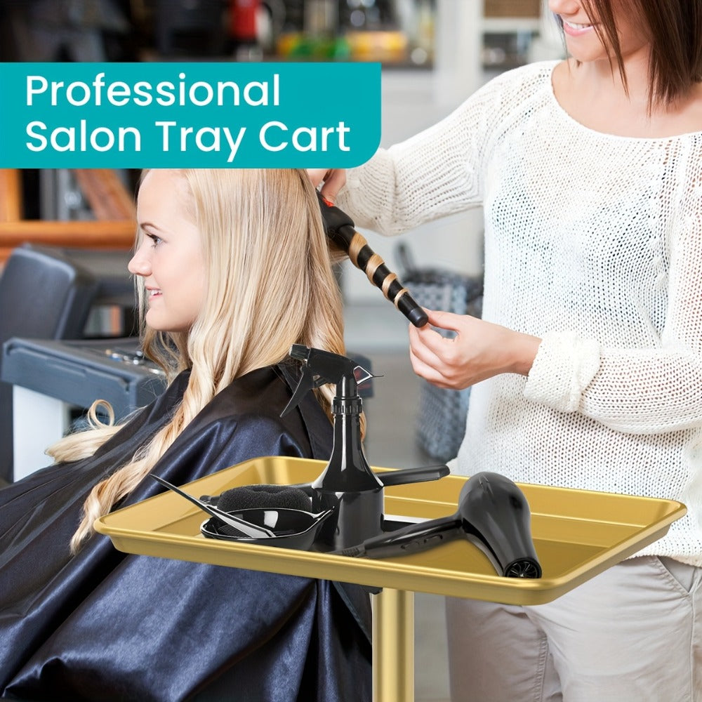 Premium Salon Tray On Wheels, Salon Rolling Tray Trolley For Salon Essentials, Adjustable Height Provides Ample Storage For Hairstylist Tray, Tattoo Tray Use