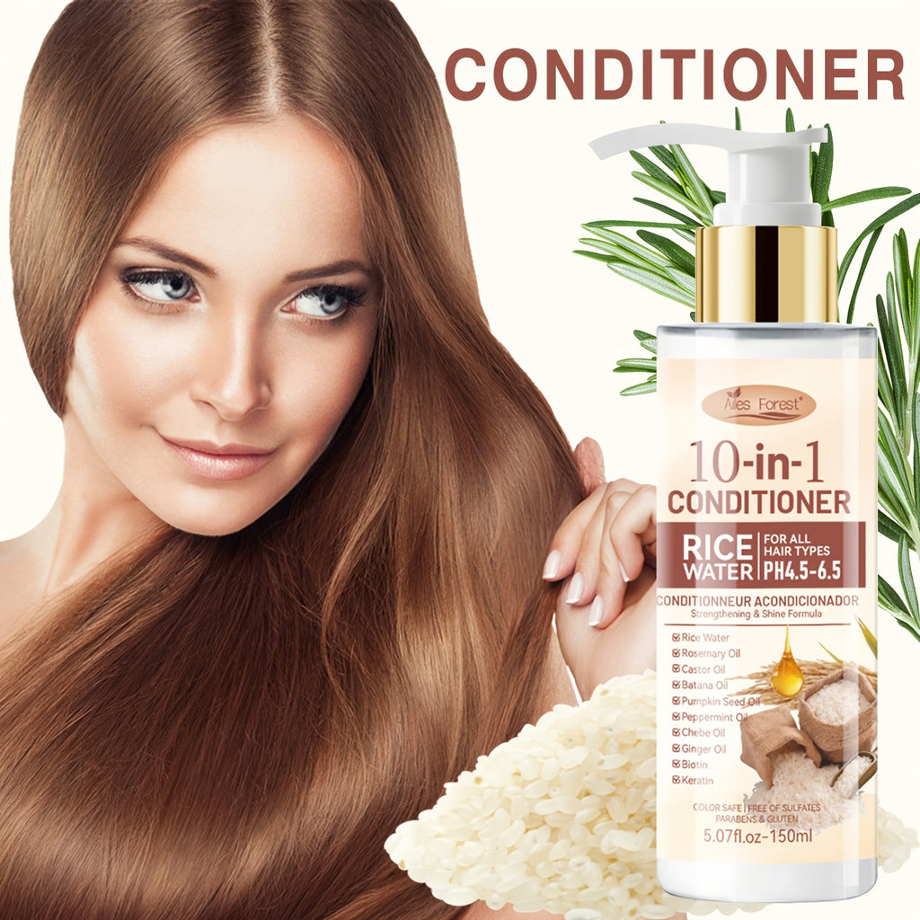 2pcs Set [For Thicker-Looking Hair] 15-Day Fermented Rice Water Shampoo And Conditioner. 10-In-1 Multi-Effect Hair Care: Volumizing, Anti-Frizz, Heat Protection. Deep Cleansing And Repairs Damaged Hair. Long-Lasting Fragrance. Best Gift Choice