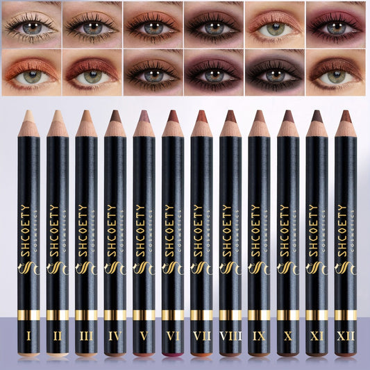 [12 Matte Eyeshadow Pencils] A Set of 12 Matte Thick Stick Foam Eyeshadow Pencils, Featuring a Combination of Shimmer And Matte for Eye And Eyeliner
