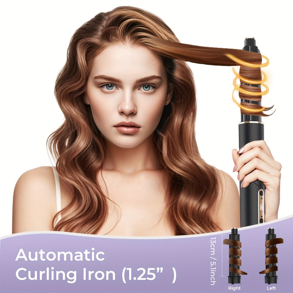 6-IN-1 Multi-Functional Hot Air Comb, Negative Ion Hair Dryer Brush And Styler, 110, 000 RPM High-speed, Frizz-free Hot Air for Rapid Drying, Air Styling Comb, Curling Iron, Straightener, Auto-winding Curling Rod, Foldable Handle, with A Storage Bag
