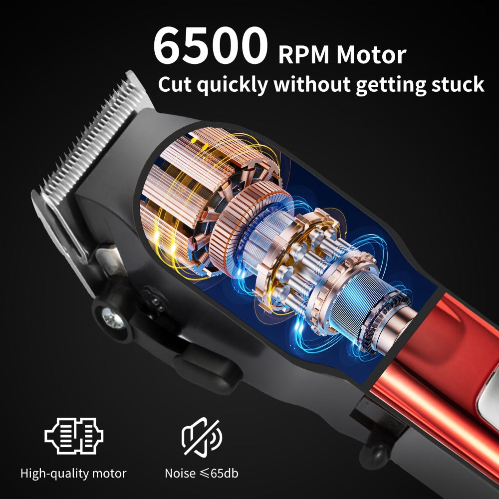 Men'S Professional Hair Clippers, And Rechargeable Electric Trimmer, Made with an ABS Body, Featuring a 900Mah Lithium Battery, USB Charging Capability, an LCD Display, And Comes with Limiting Combs And a Cleaning Brush
