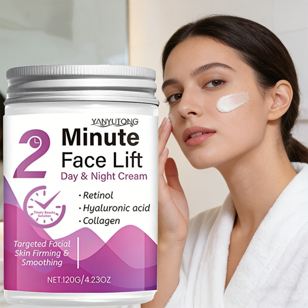 2-Minute Facial Lifting Day And Night Cream, Containing Hyaluronic Acid, Collagen Quick Moisturizing Cream, Suitable for All Skin Tones, 2-Minute Firming And Smoothing