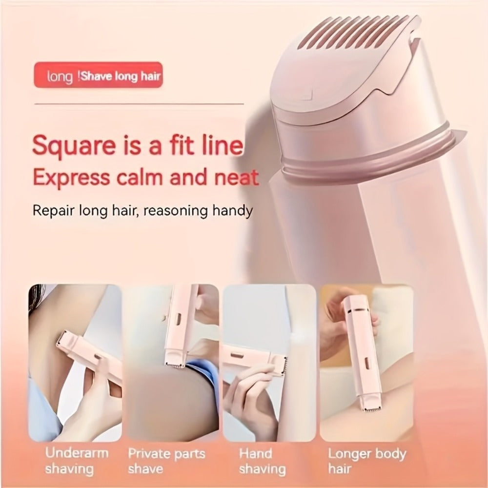 2-In-1 Electric Hair Removal Device for Home Use, Rechargeable Lithium Dual-Head Electric Hair Trimmer for Women | 1pc | Rechargeable Lithium Battery | USB Charging, Multipurpose Bikini Razor And Face Shaver | Body, Arms, Thighs, Electric Shaver