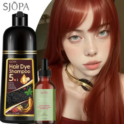 Hair Coloring Shampoo 5-in-1 Herbal Formula with Rosemary Oil - 100% Gray Hair Coverage Long Lasting Moisturizing Unisex Color Shampoo Set Black Brown Purple Red White Multi Color 500ml