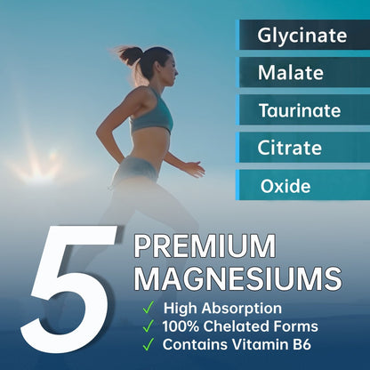 Magnesium Complex 420mg Capsules 120 Count with Vitamin B6 — 5-in-1 High Absorption Formula for Sleep Muscle Relaxation Nerve & Heart Health Support for Women and Men