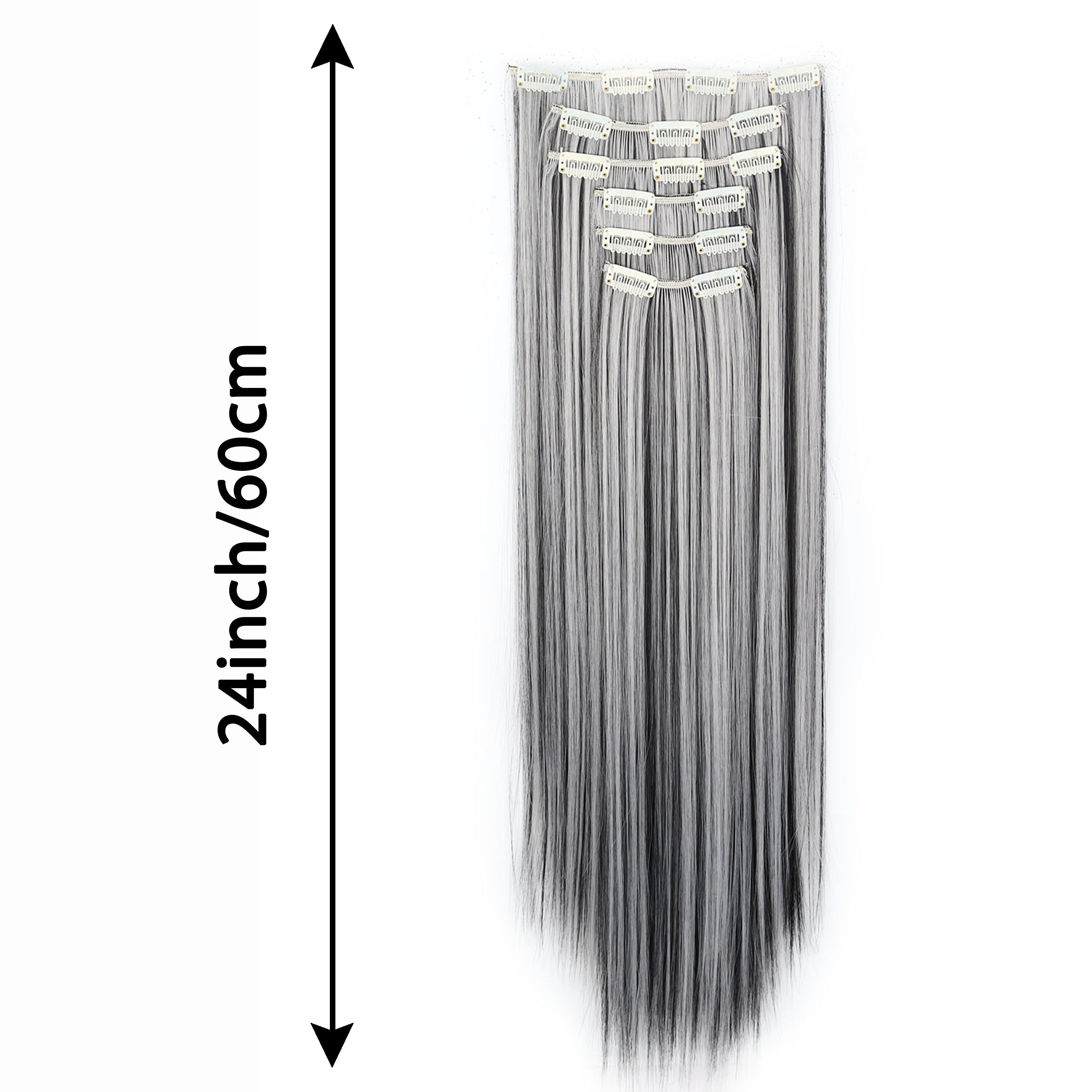 A Set of 6 Gray Hair Clips Made of High-Temperature Fiber, Measuring 24 Inches in Length, Perfect for Everyday Use And Halloween