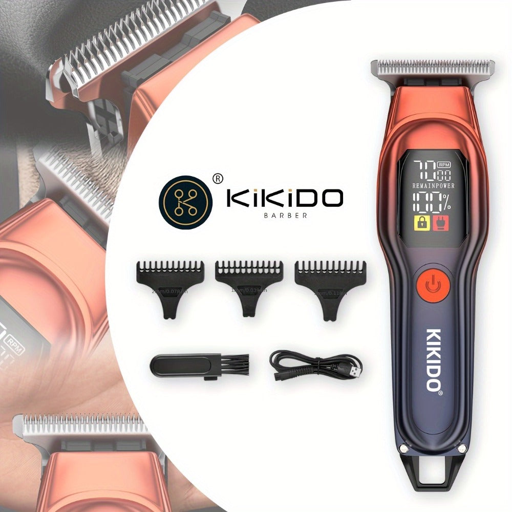 Electric Hair Clipper USB Rechargeable — KK-A2 Portable Hair Trimmer with LED Display, 2-Speed Adjustable 0-100 RPM, Interchangeable Limit Comb, Fast Charging, Home & Travel Grooming