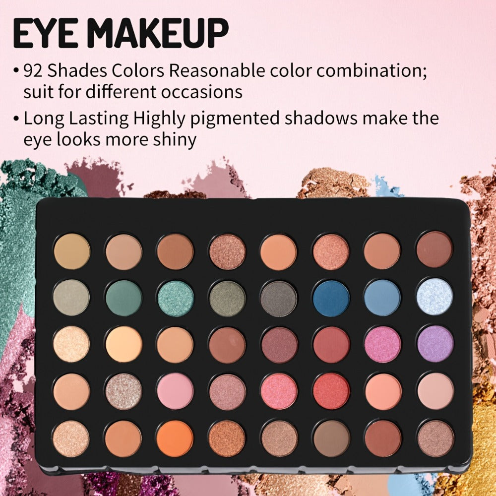 Makeup Kit Gift Box Silvery Multi-Functional Set with Mirror, Lipstick, Eyeshadow & Blush - Portable Long-Lasting Cosmetic Kit for Beginners & Teens, Multiple Shades, Perfect Gift for Women