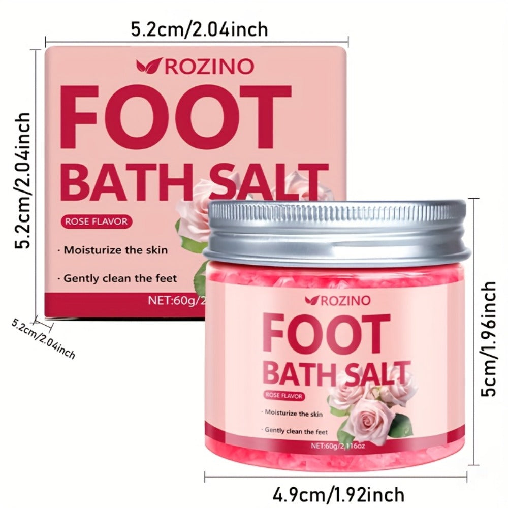 [ROZINO Foot Bath Salt] 60g ROZINO Foot Bath Salt - Hypoallergenic Sea Salt, Moisturizing & Cracked Heels, 20-Min Relaxing Soak for Dry Feet, Post-Exercise & Bedtime Routine, Oceaninspired Design