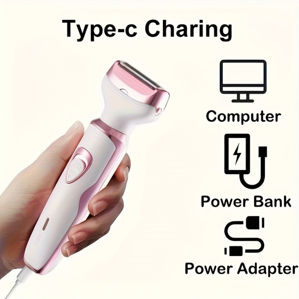 Women's Electric Shaver 4-in-1 Rechargeable Grooming Kit - Hair Remover Eyebrow Trimmer Nose Hair & Bikini Trimmer for Face Legs Underarms Painless