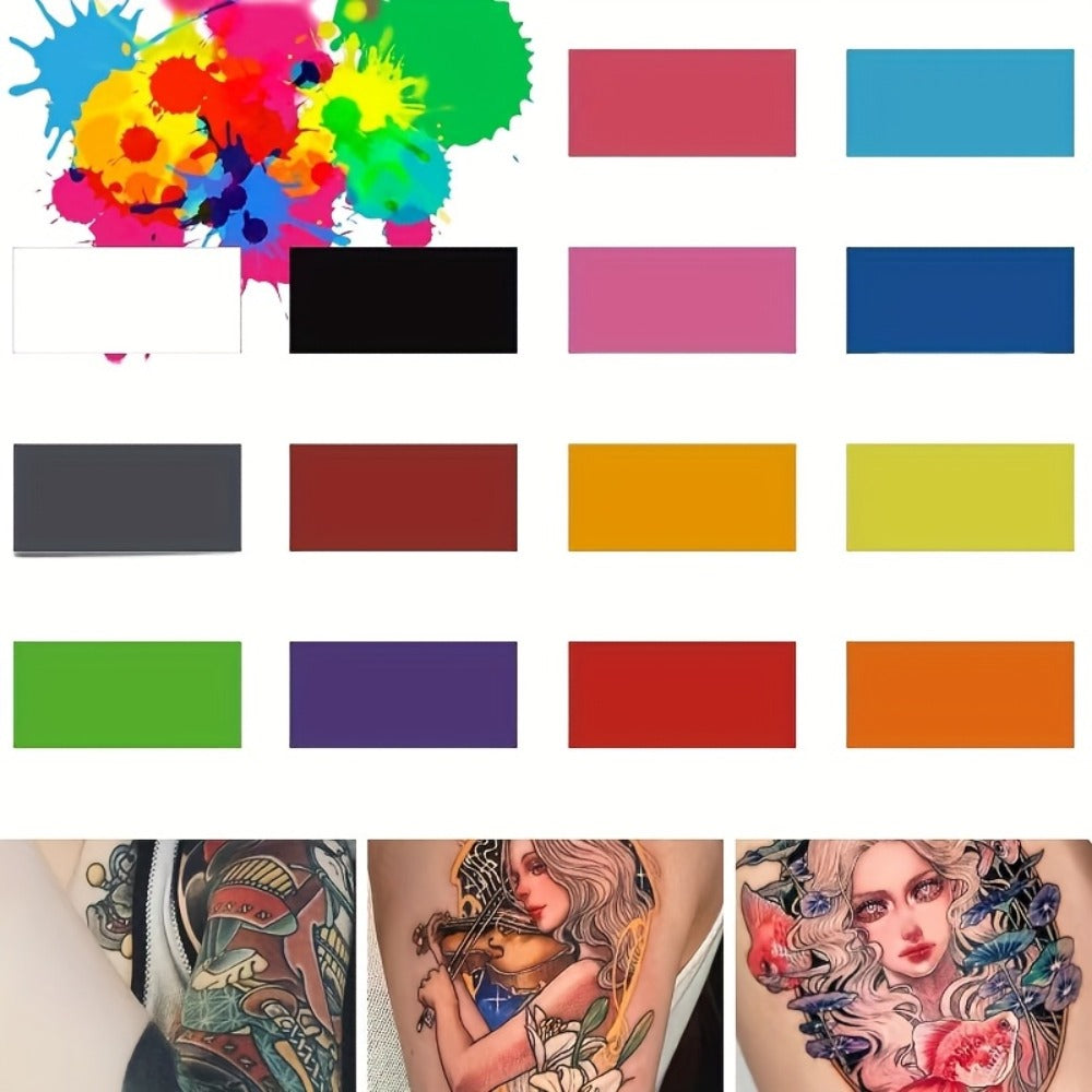 14-Color Premium Tattoo Ink Set 1.014 Ounces Each, Long-Lasting, Suitable for Body Art And Painting, Fragrance-Free, Color, Tattoo Ink, Body Art, Valentine'S Day Gift