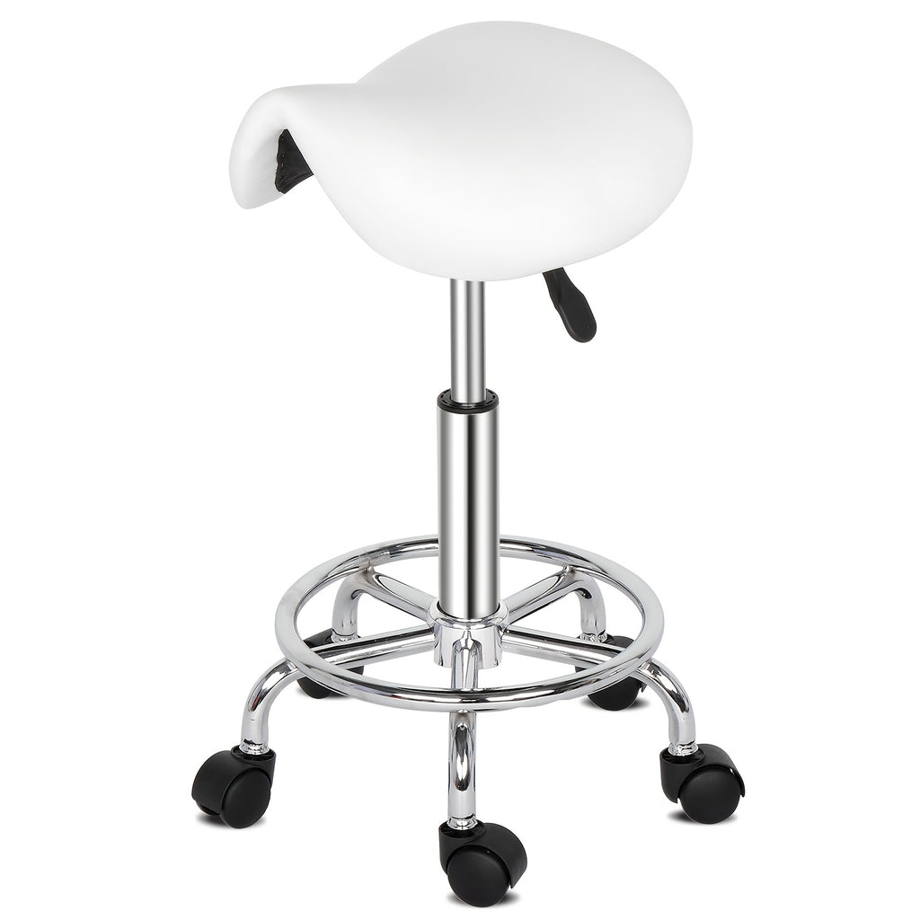 360-Degree Round Salon Stool with Backrest And Lines, Professional Adjustable Height Salon Stool, Modern Bar Stool Swivel, Armless Bar Chair for Kitchen, Dining Room, Living Room, Bistro, Spa